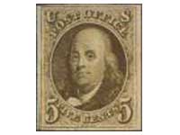 Scott #1 5¢ Ben Franklin